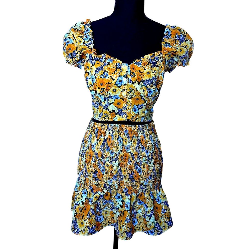 H&M Womens 2 Piece Set - S Cottagecore Milkmaid Peasant Colorful‎ Ruffle Floral